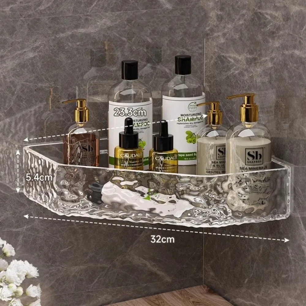 

New Glacier Design Corner Shelf Clear PET Shower Caddy Wall Mount Bathroom Shelf Shampoo Storage