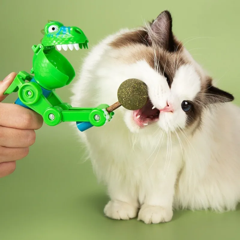 Lollipop Catnip Pet Toy Funny Cute Dinosaur Robot Lollipop Toy Cat Teaser Stick Pet Feeding Interactive Toy pet supplies