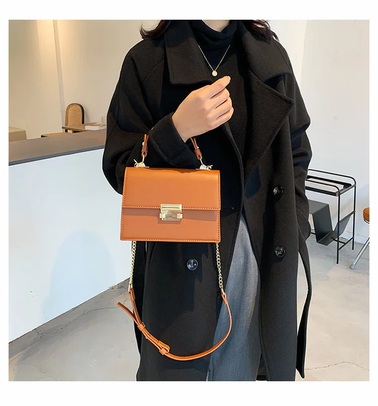 Simple Style Small Square Women Crossbody Bag PU leather Handbag NEW Shoulder Bag Solid Color Lady Bag Classic Messenger Bag