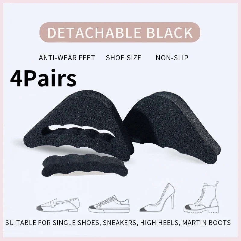 4 Paar Vorfuß-Einlagen Zehenpolster Weicher Schwamm für High Heels Schmerzlinderung Schuhgrößenreduzierung Füllmaterial für zu große Schuhe Zubehör