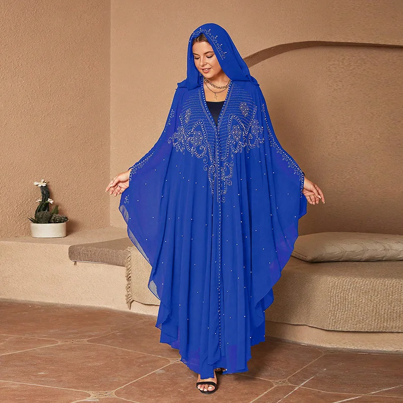 Abayas for Women Dubai Luxury Black Blue Chiffon Boubou Muslim Fashion Dress Caftan Wedding Party Occasions Cardigan Muslim