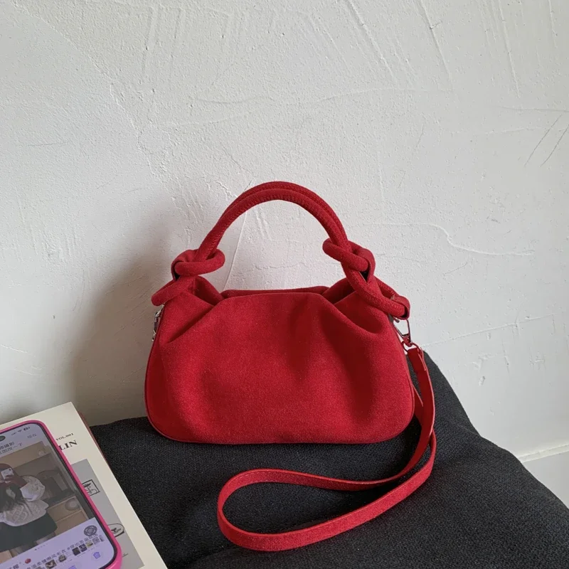 

Solid Color Faux Suede Zipper Crossbody Bags Large Capacity Simple Ladies Top-Handle Bags Versatile Commuting sweet Shoulder Bag