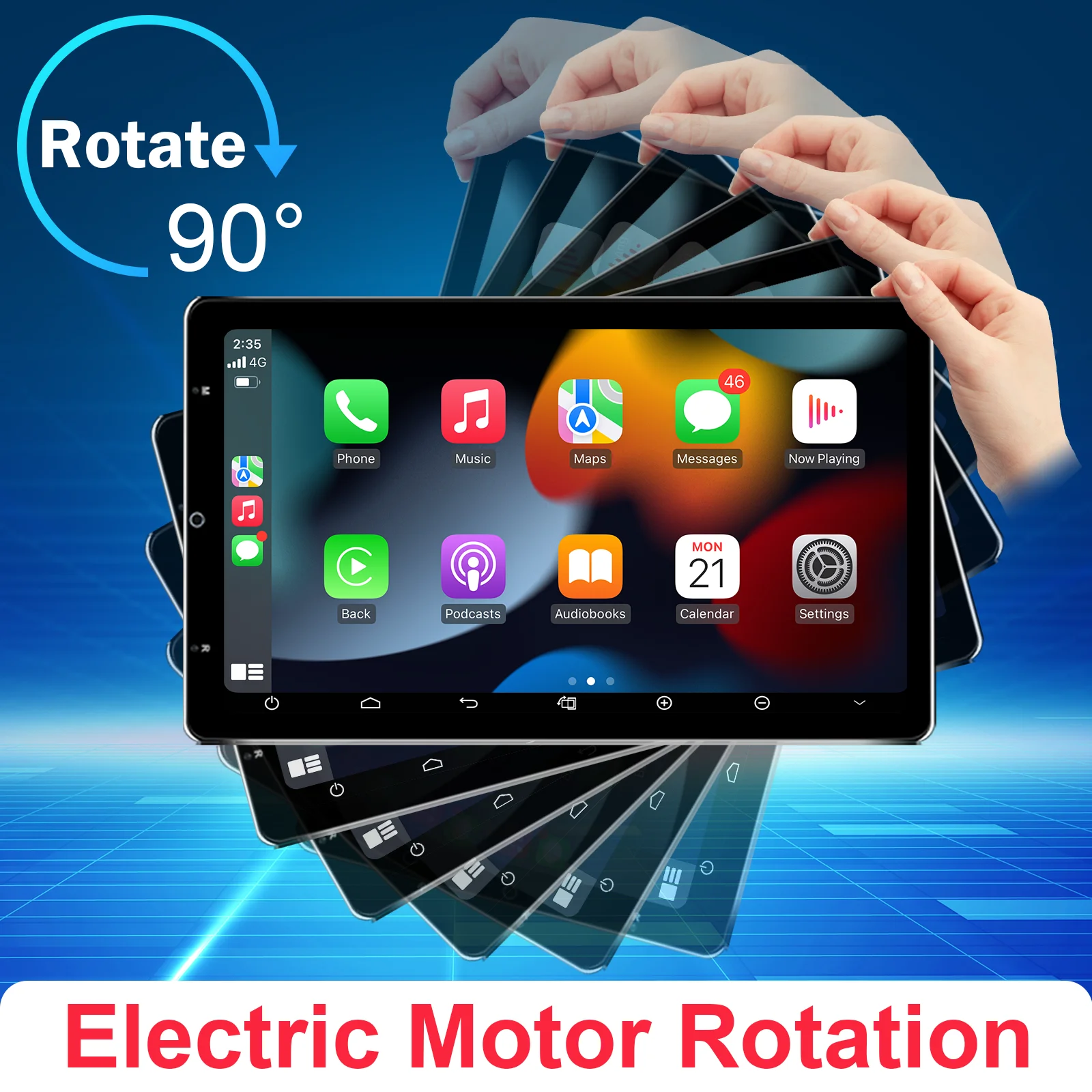 13.3 Inch Octa Core Universal Rotatable Vertical Touch Screen Car Stereo Carplay Car Android Radio DVD MP5 Multimedia Player