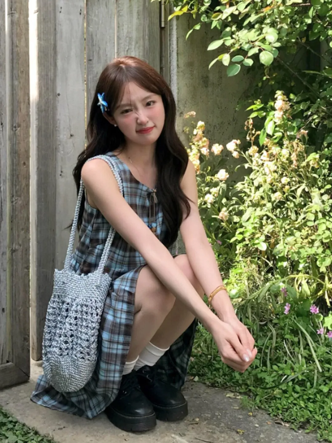 

Retro Unique Beautiful Plaid Vest Dress Doll Skirt Absolutely Beautiful Summer 2026 Polyester Fiber Midi Dress Knot