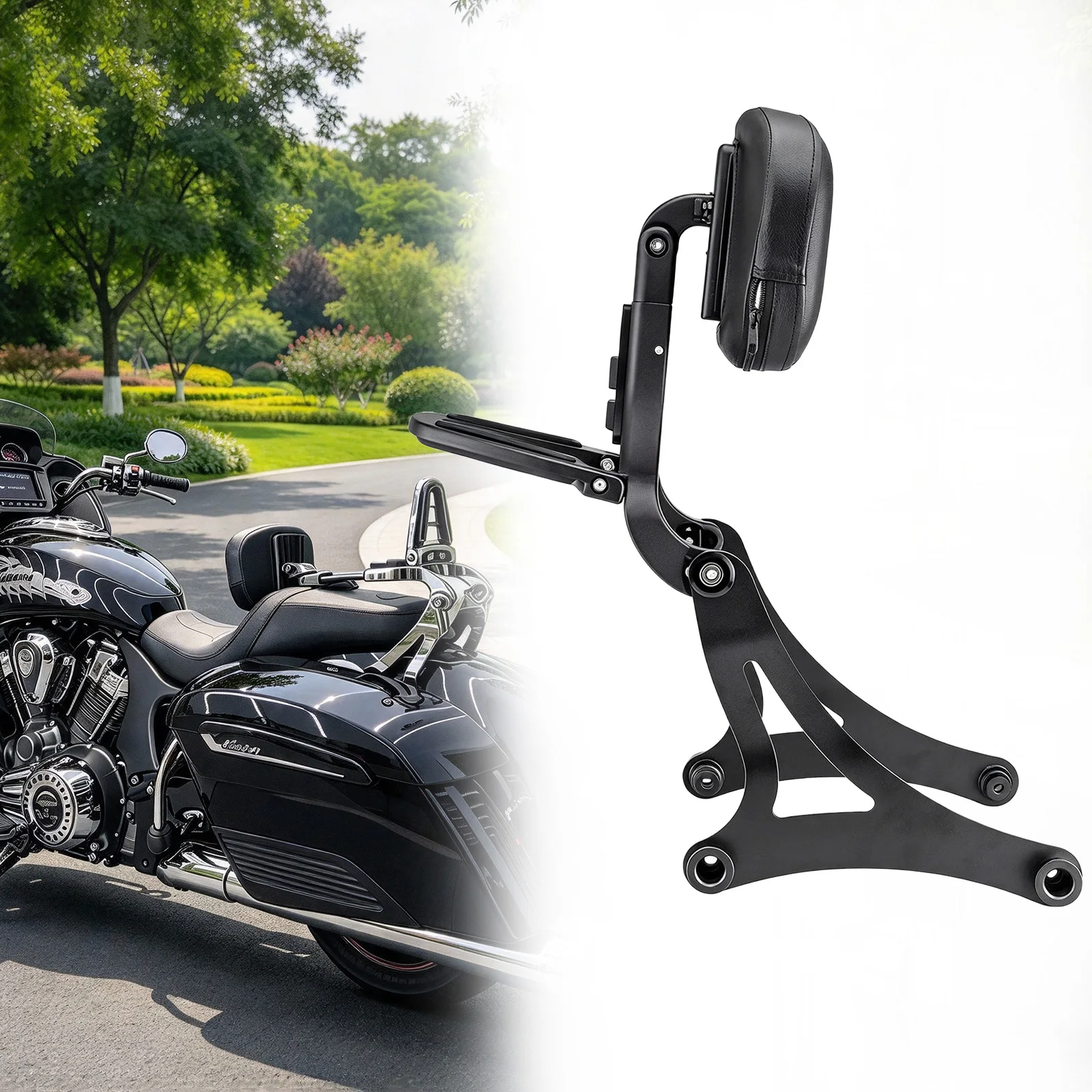 Adjustable Backrest Sissy Bar Compatible with 2014-2024 Indian Chieftain Dark Horse Vintage Challenger Springfield Models