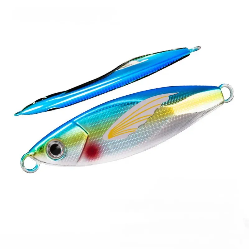 1pc  30g-120g Micro Slow Sink Quality Metal Jigging Fishing Lure Dubstep With Wing Skin Tuna Bass Spoon Jig Sea Boat Lure