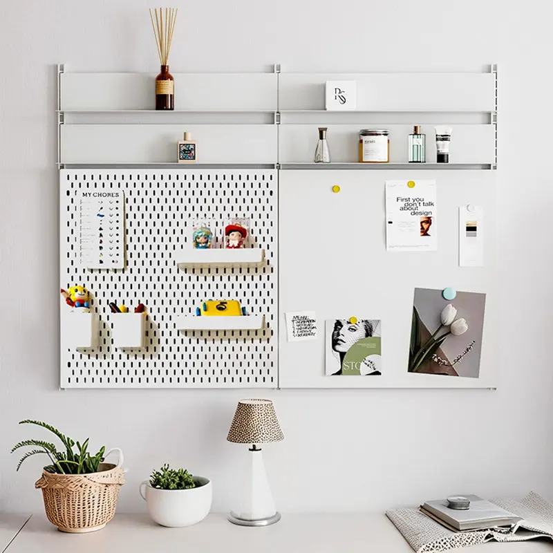 Magnetic Metal Pegboard Shelf Hidden Floating Display Rack Modular Home Organizer Industrial Style Wall Mounted Storage Solution