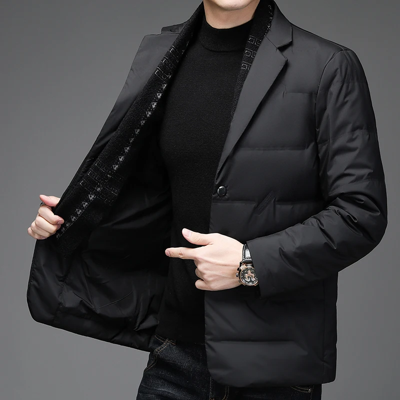 2022 New Winter Men's Down Jacket Top Brand Male Warm Suit Collar Down Men's Coat Business Warm Casual Overcoat