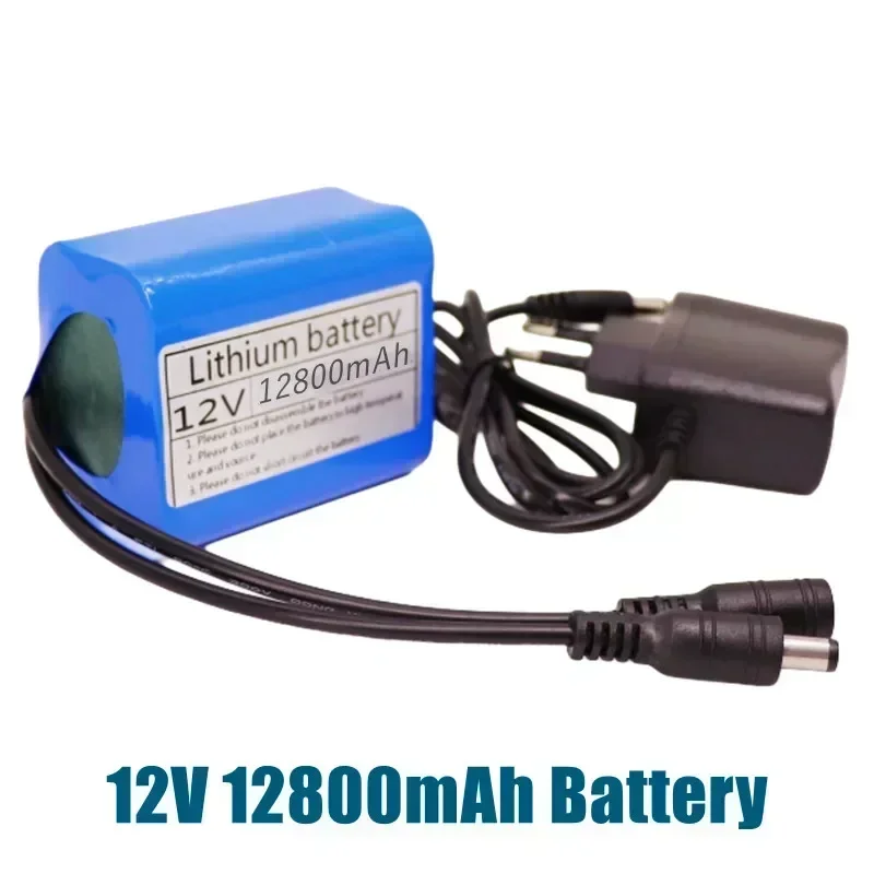 Aleaivy 12V 12800mAh rechargeable lithium battery pack with BMS suitable for speaker monitor LED lights+12.6V charger
