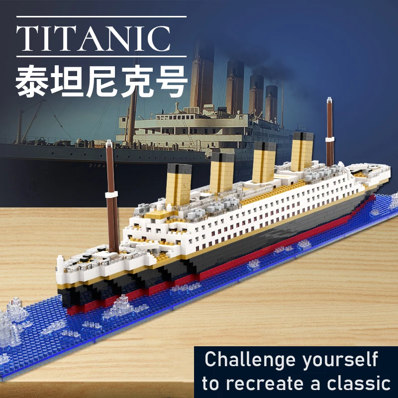 Small Particle Building Block Assembly Toy Titanic Giant Boy Girl Puzzle Cruise Ship Brick Model Kit Desltop Birthday Gift Child