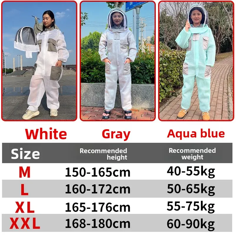 

3D Air Cotton Mesh Full Body Beekeeper Suit One-Piece Ventilated Anti-Sting Beekeeping Clothes Full Set for Honey Harvesting