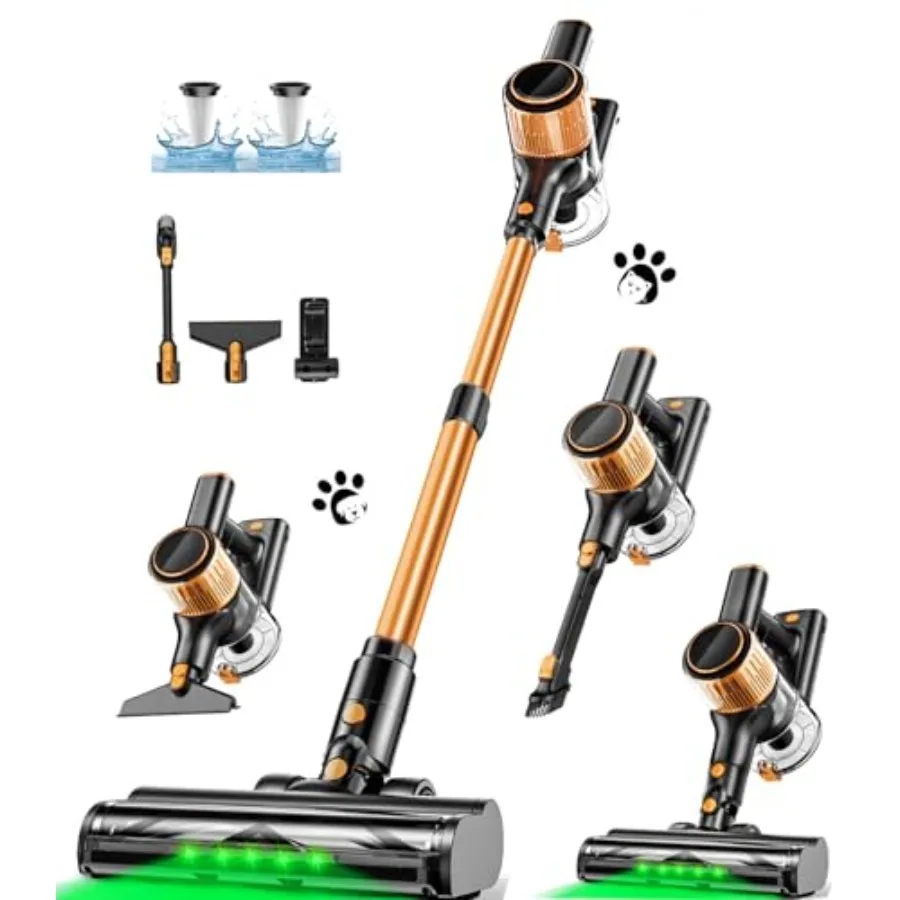 Cordless Vacuum Cleaner 40Kpa 8 in 1 Powerful Suction Lightweight Stick Vacuum Cleaner for Home LED Display 3 Suction Modes 45M