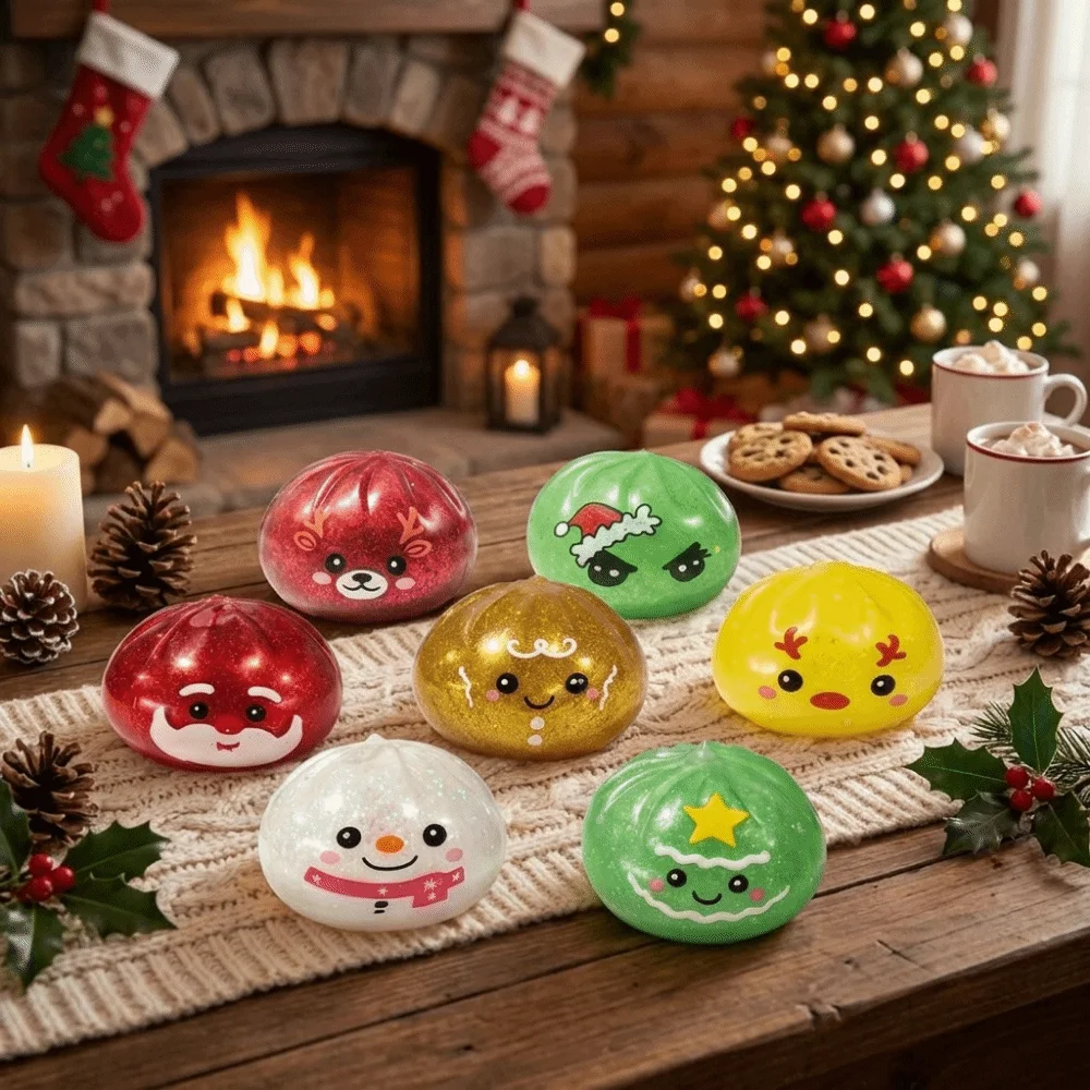 Snowman Christmas Dumplings Squishy Toy Santa Claus Soft Fidget Squeeze Fidget Toy Realistic Lightweight Santa Squeeze Toy