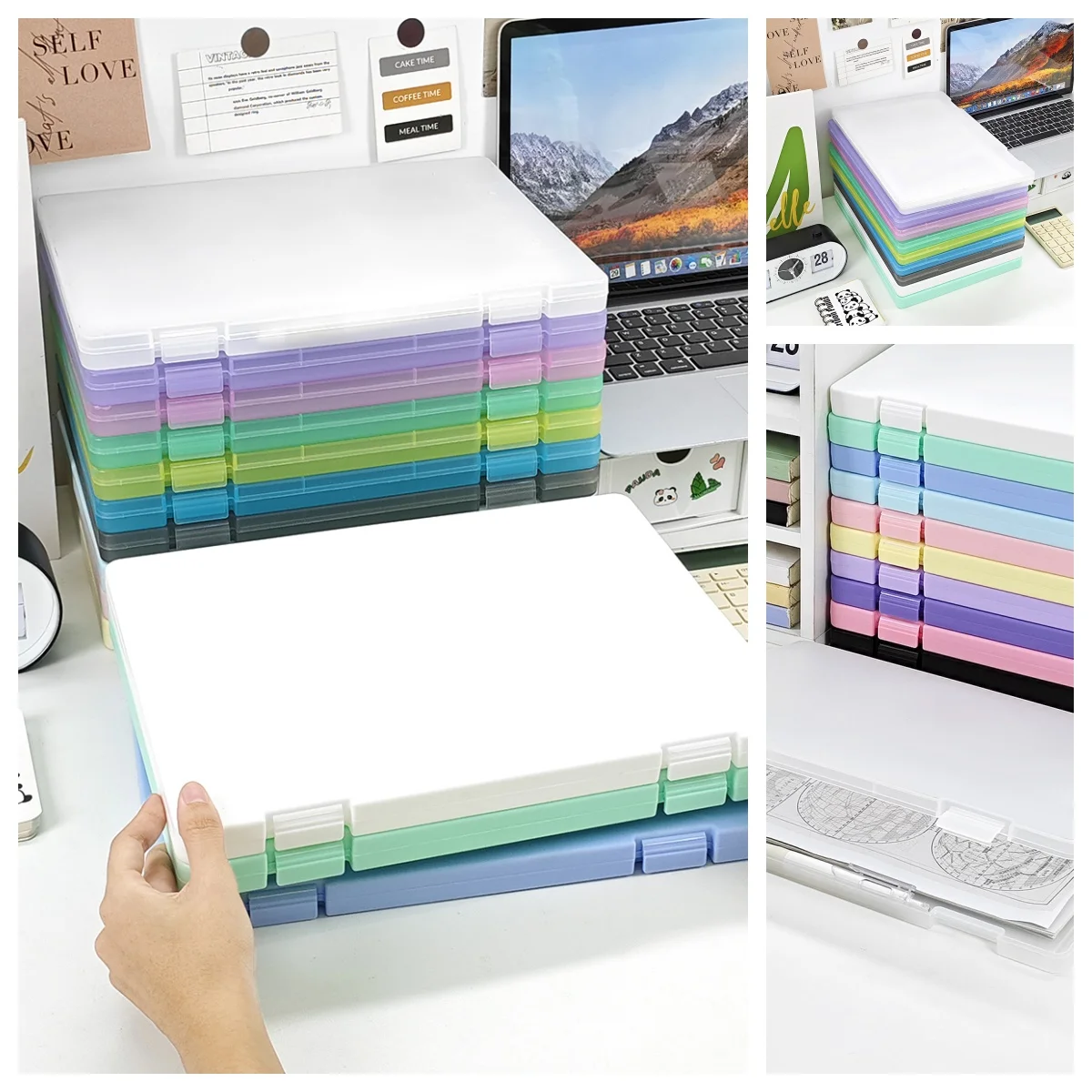 

File Storage Box Household A4 File Storage Box Information Office Organizing Box Certificate Certificate Certificate Waterproof