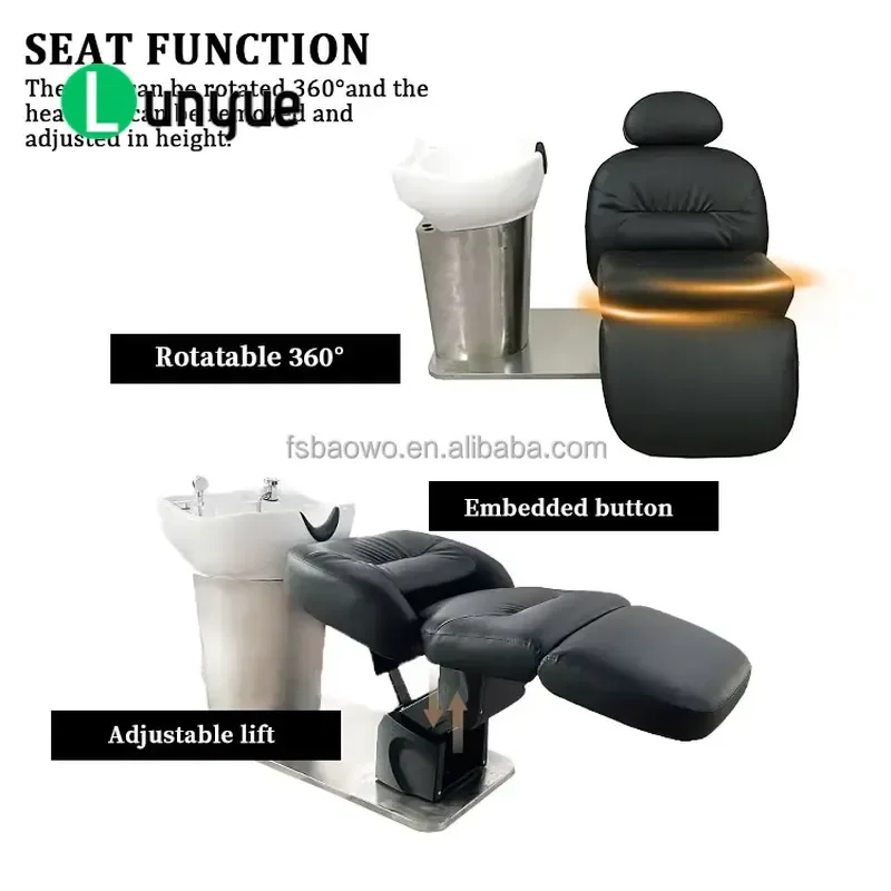 Electric Shampoo Bed with Basin Barber Furniture Reclining Massage Chair for Hair Washing Station Beauty Spa Equipment