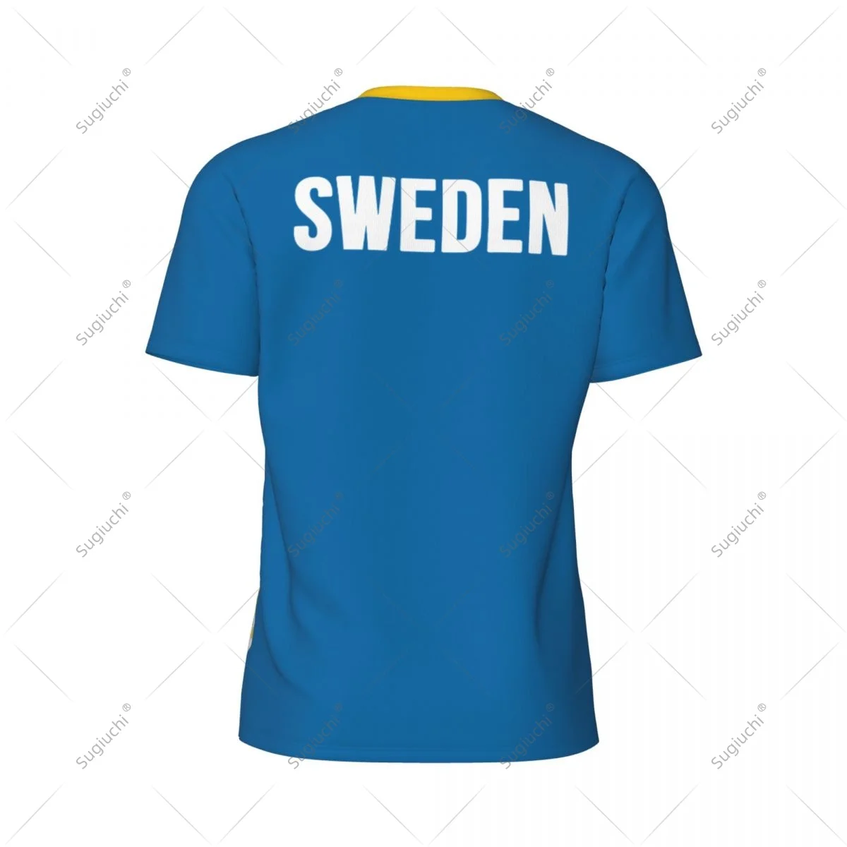 Sweden Flag Men Sports T-shirt Women Tees jersey for Soccer Football Running Bike Tennis Fitness Fans view 4
