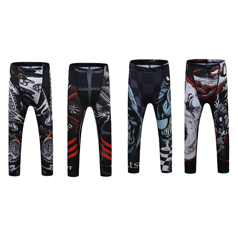 Kid's Boxing Pants Boys Muay Thai Jiu Jitsu Leggings Children MMA BJJ Kickboxing Trousers Exercise Training Running Sport Pants