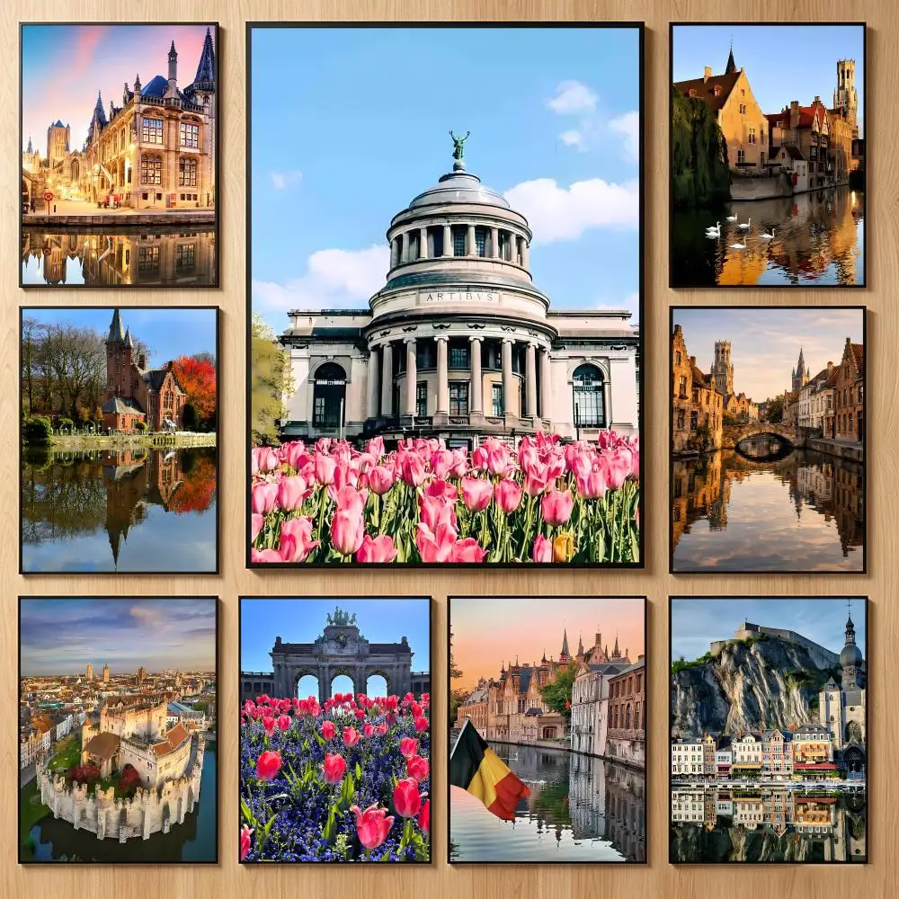 Affiche de paysages calmes, style belge, autocollant mural classique en PP pour salon, bar, décoration, cadeau