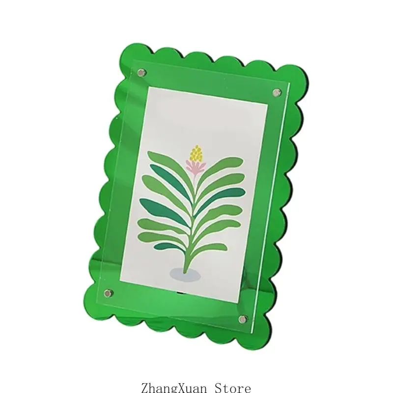 Klarer Acryl-Bilderrahmen, Kunststoff-Bilderrahmenhalter, Wellen-Fotorahmen, Desktop-Display für Home-Office-Sammlungen 3XUF – Detail 9
