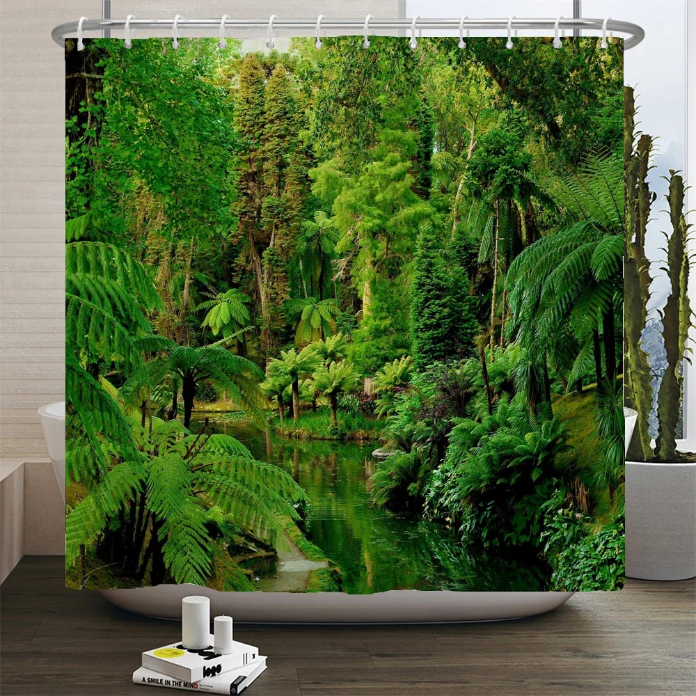 Nature Forest landscape Shower Curtains Bathroom Curtain Frabic Waterproof Polyester Scenery Bath Curtain with Hooks