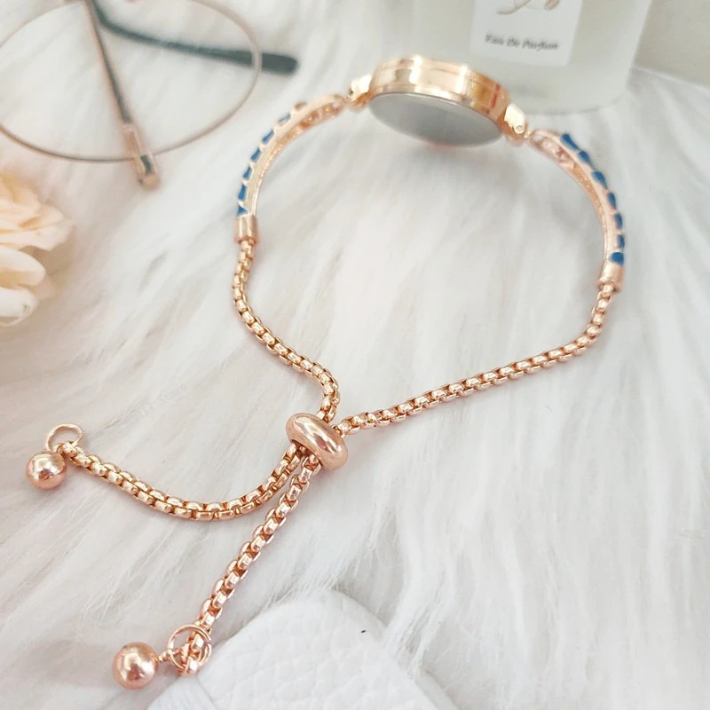 ساعات نسائية حزام قابل للتعديل مجاني خفيف فاخر مطعمة ساعة نسائية موضة كوارتز سوار ساعة اليد Reloj Mujer