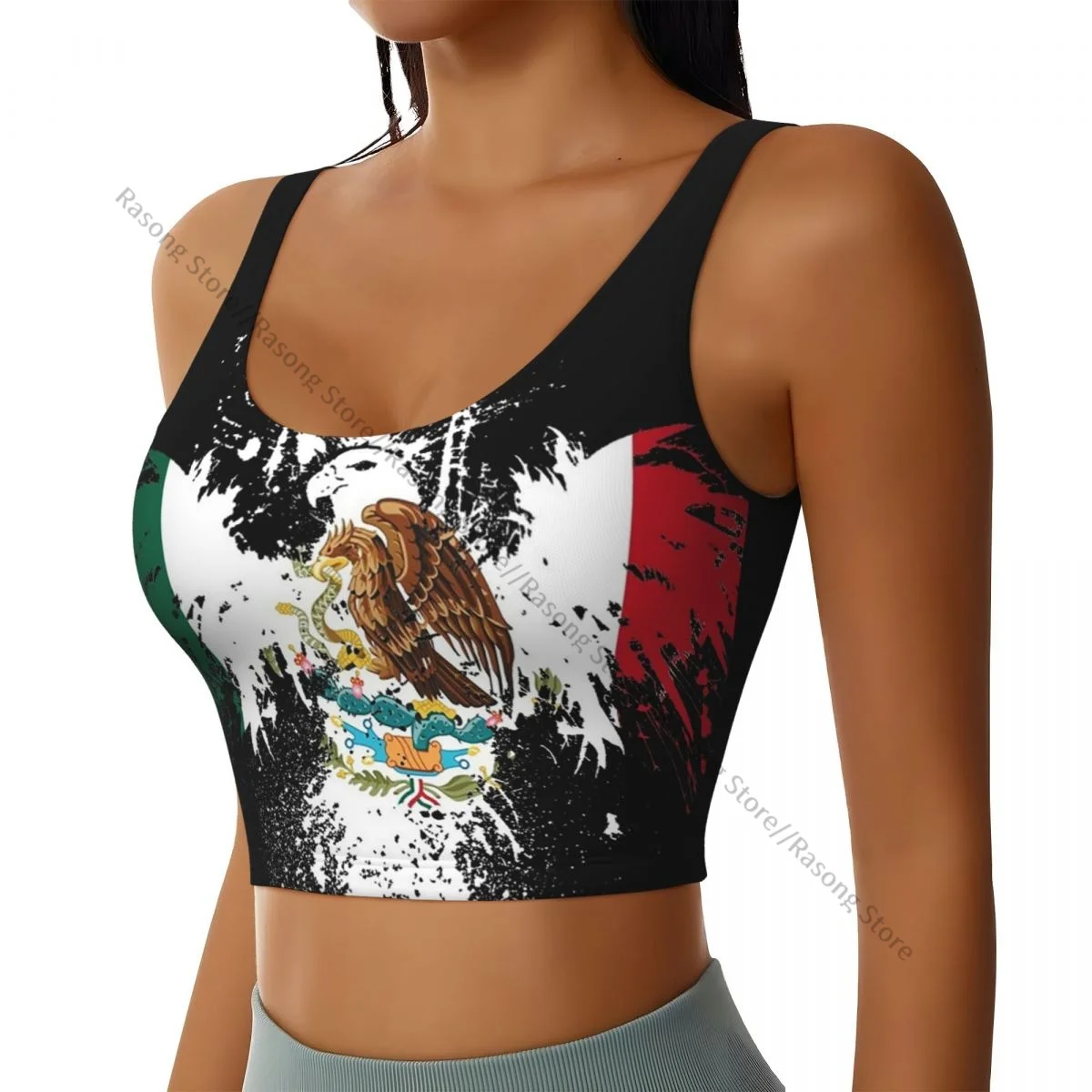 Sports Bra Women Running Yoga Clothes Vest Mexico Flag Eagle Gathering Fitness Vest