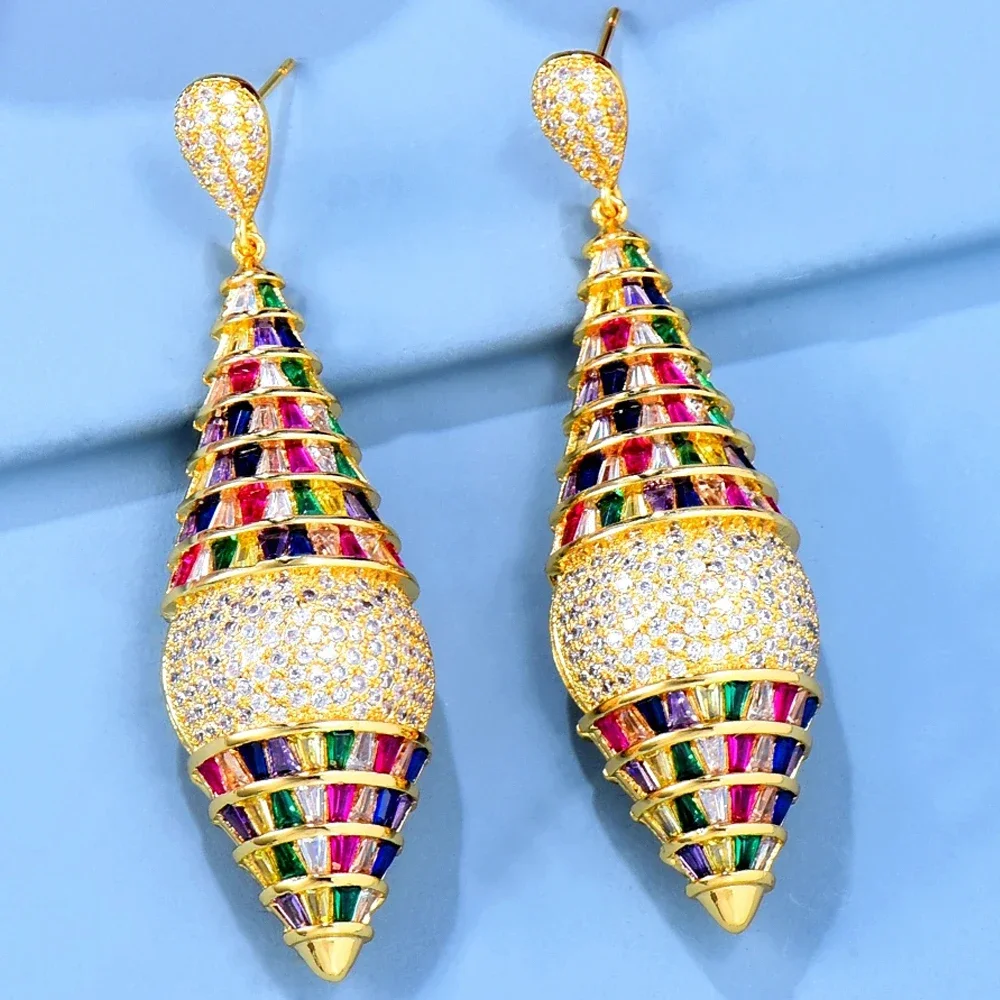 

Kellybola Luxury Fashion Dangle Earrings For Women Wedding Cubic Zirconia CZ Crystal Sparkling Naija Dance Party Earrings