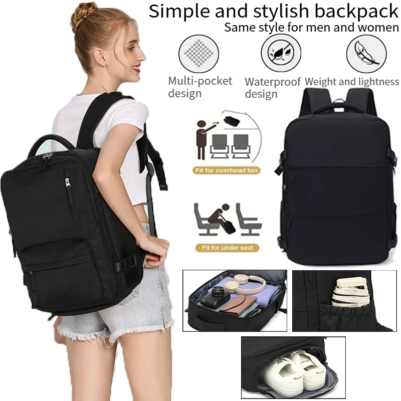 Nuovo zaino minimalista in tinta unita, unisex, grande capacità, leggero, adatto per la scuola, il lavoro, i viaggi d'affari e i viaggi