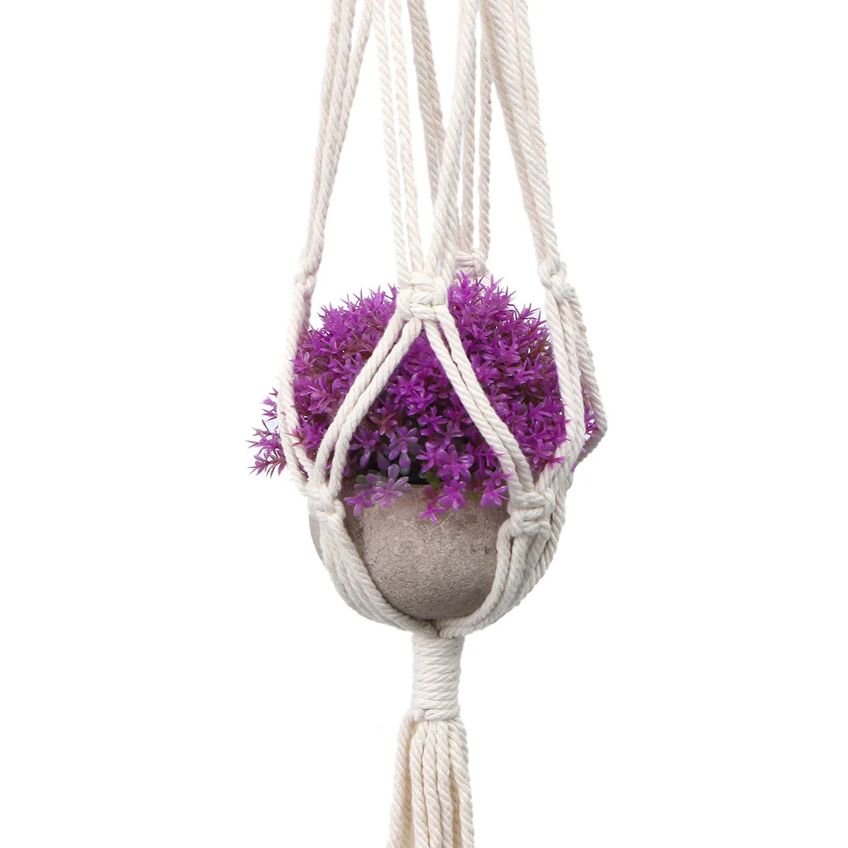 

Decoration Cotton Rope Flower Pot Hanging Basket Flowerpot Net Bag Sling Plant Beige