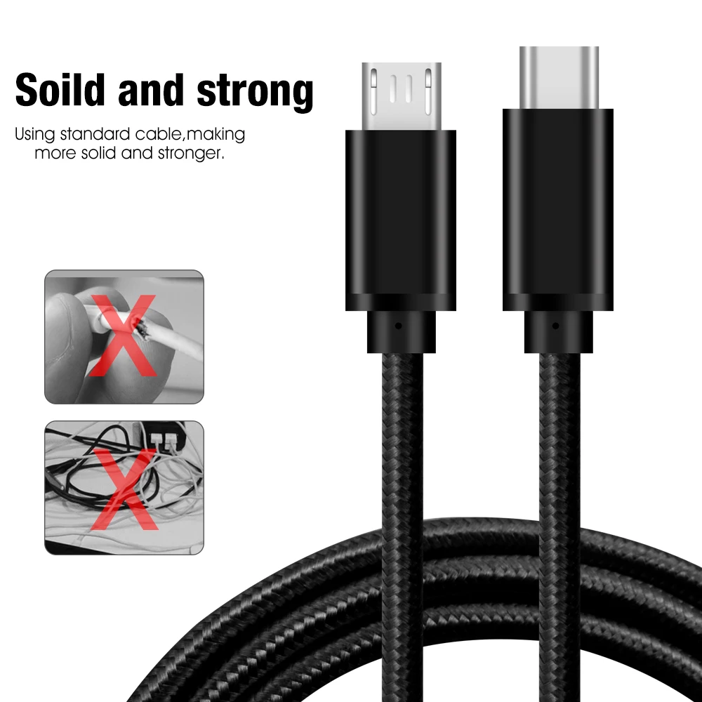 Type C to Micro USB Cable Fast Charge USB C to USB Micro Adapter for Power Bank Samsung Huawei MacBook Pro OTG Mobile Phone