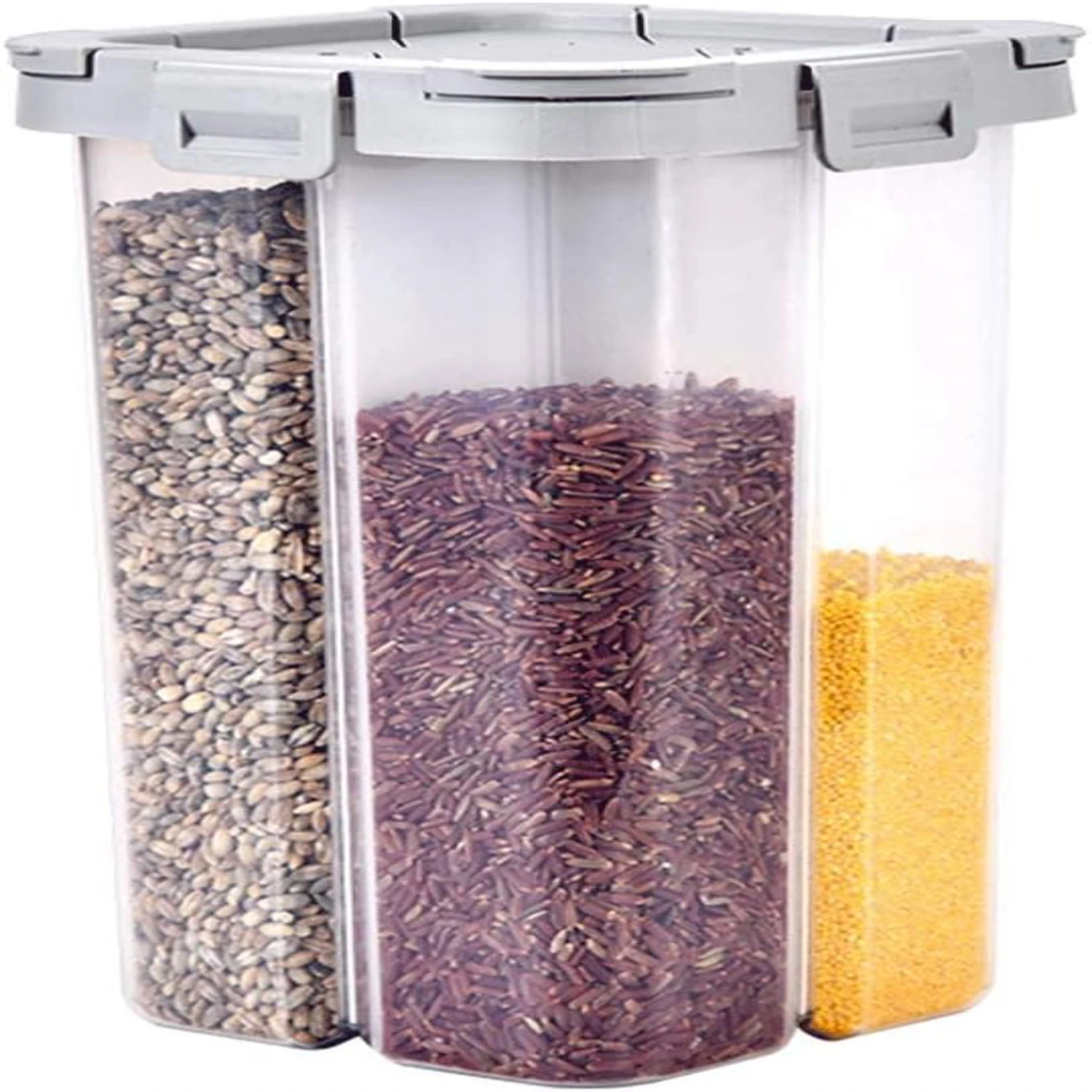 

Airtight Cereal Container, Clear 2.3L Airtight Food Container with and Compartments for Grain, Sugar, Flour, Rice, Nuts, Sna