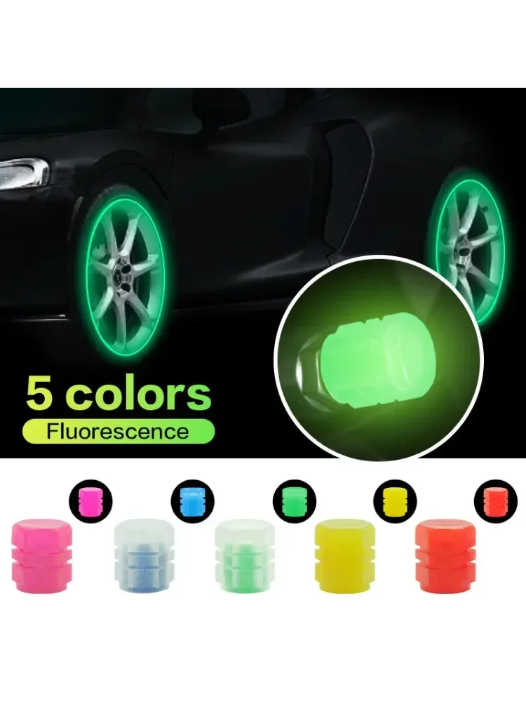 AliExpress NONE New Luminous Car Tire Valve Caps Wheel Tyre Rim Stem Covers Dustproof Waterproof for Auto Motorcycle Bicycle Glow In The Dark