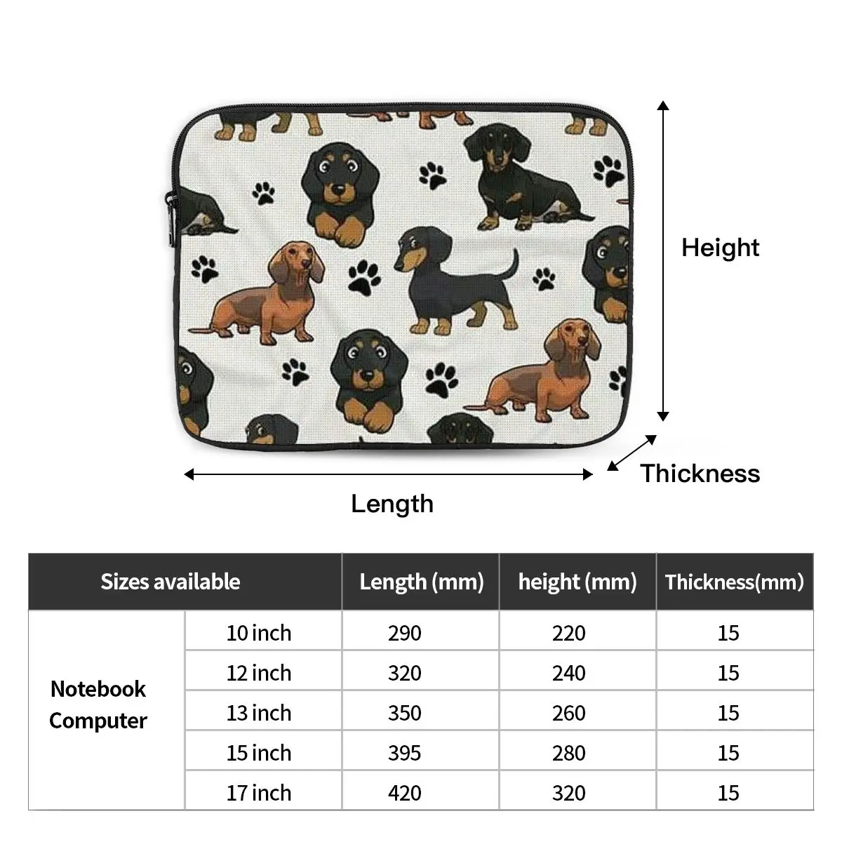 Dachshund Dog Cartoons Cute Notebook Laptop Bag Case Pouch 10 12 13 15 17 Inch For Macbook Air Pro Tablet Shockproof Case Bag