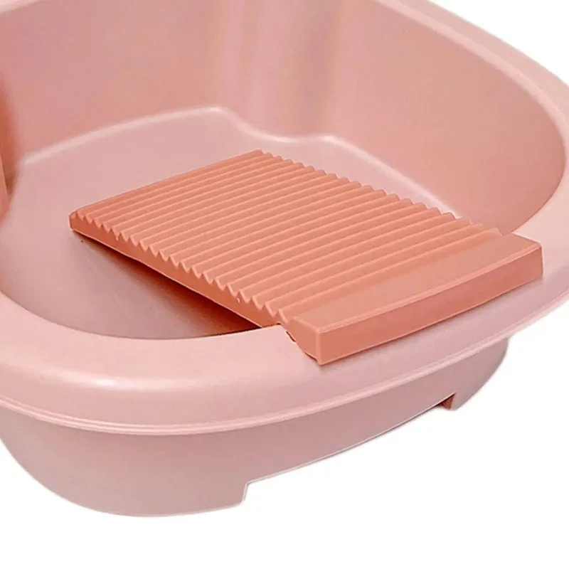 Washboard Baby Basin Manual Laundry Washer Basin Plastic Wash Tub with Washboard for Hand Washing Clothes