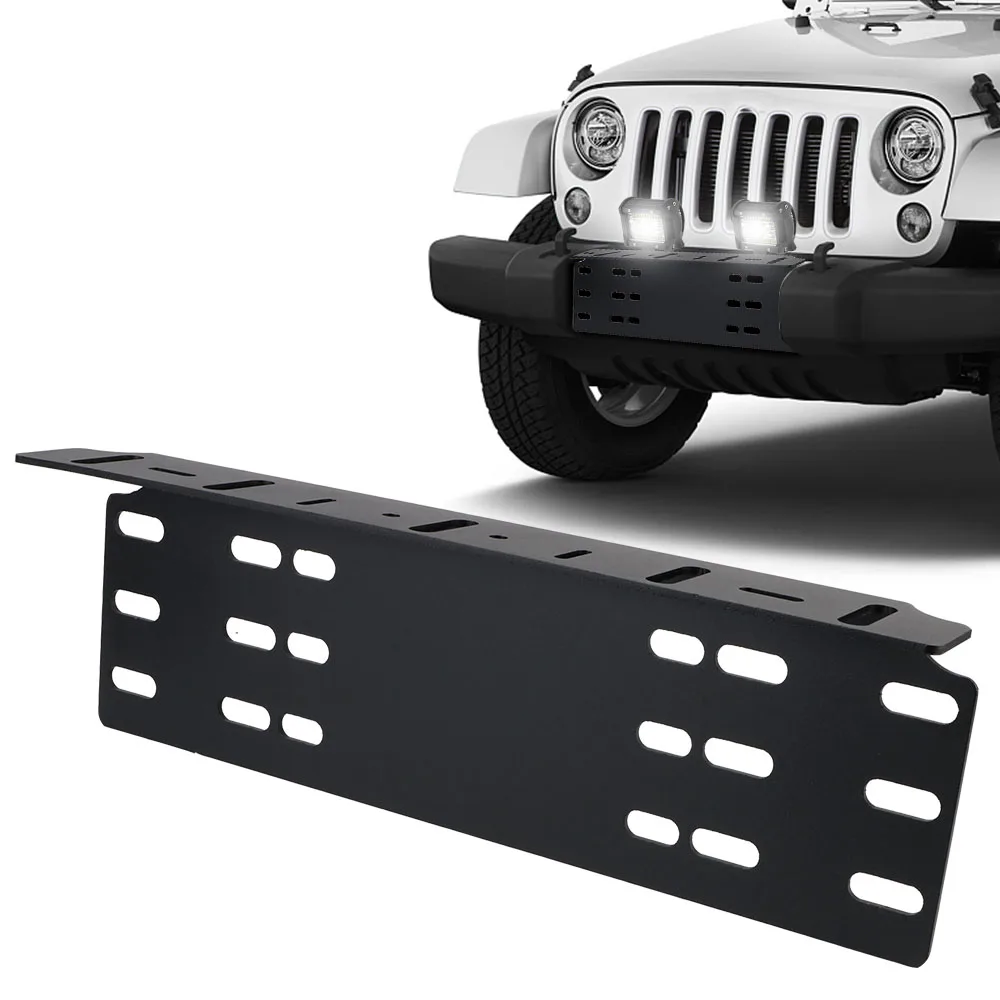 Front Bumper License Plate Mount Bracket 4x4 LED Work Light Bar Universal Driving Lamp Fog Light Holder Aluminium Alloy