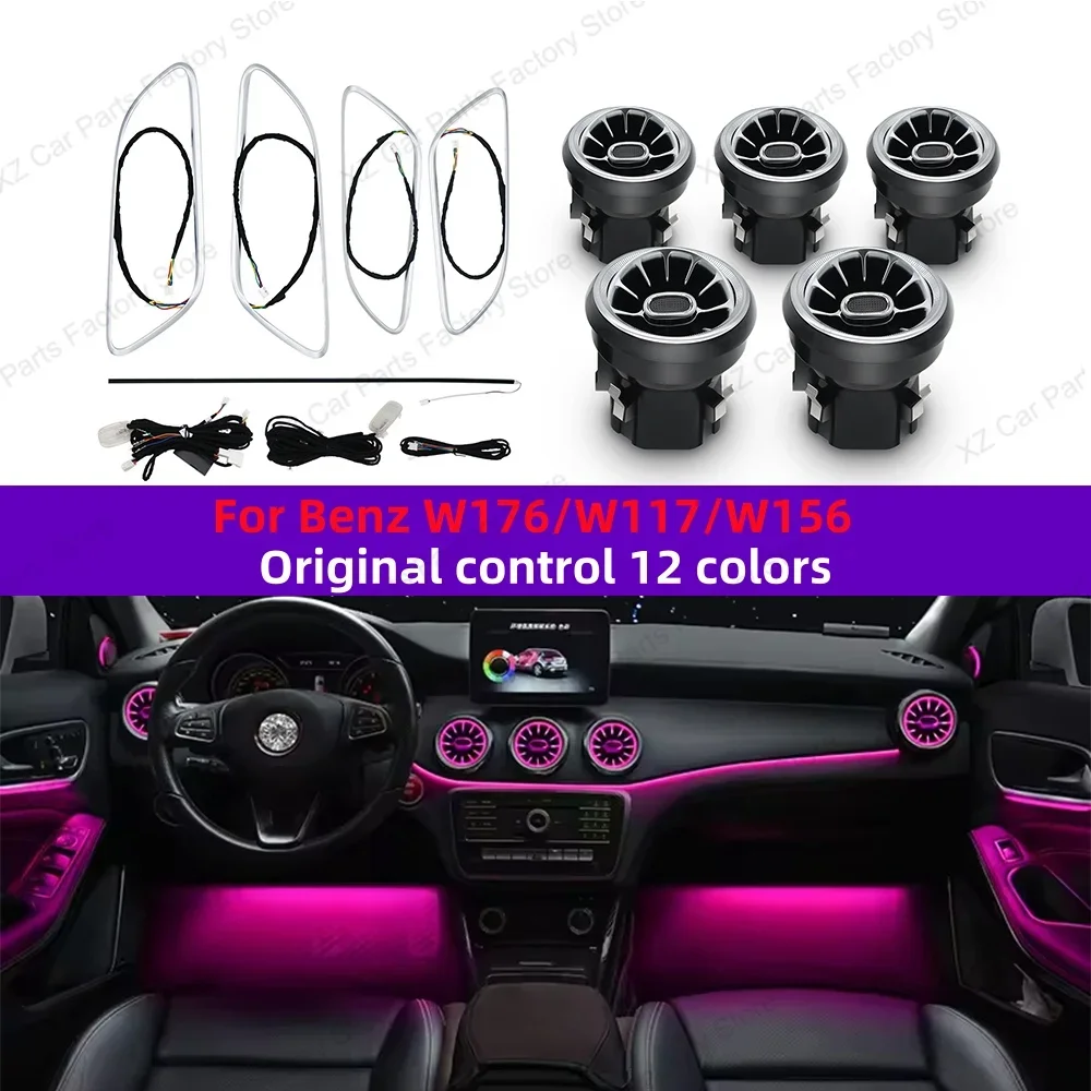 Für Mercedes-Benz A CLA GLA W176 W117 W156 Turbine Air Vent Umgebungs Licht Kit 12/64 farben Air Vents Auto Teile