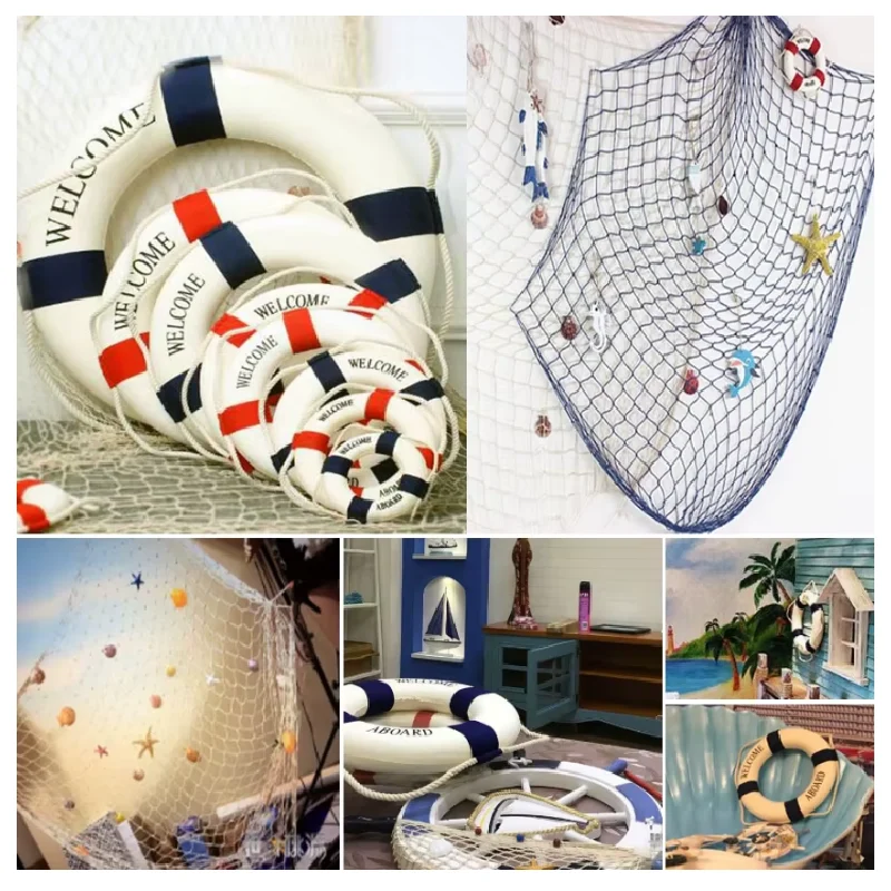 Rete da pesca Arazzi Ornamento Studio Prop Room Decorazione della casa Mediterran Sea Adesivi Marine sopra il giardino Artigianato nautico