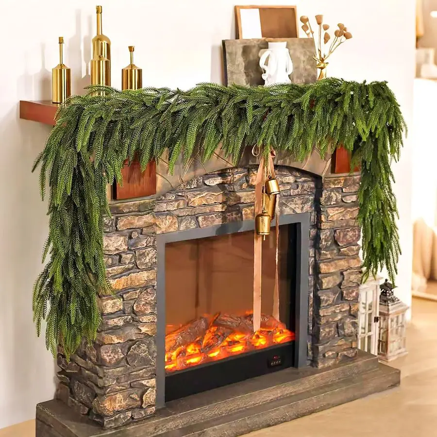 

Рождественская сосновая гирлянда Norfolk 6 футов, гирлянда из искусственной зелени Real Touch для стола, мантии, стены, внутреннего и наружного праздничного деко