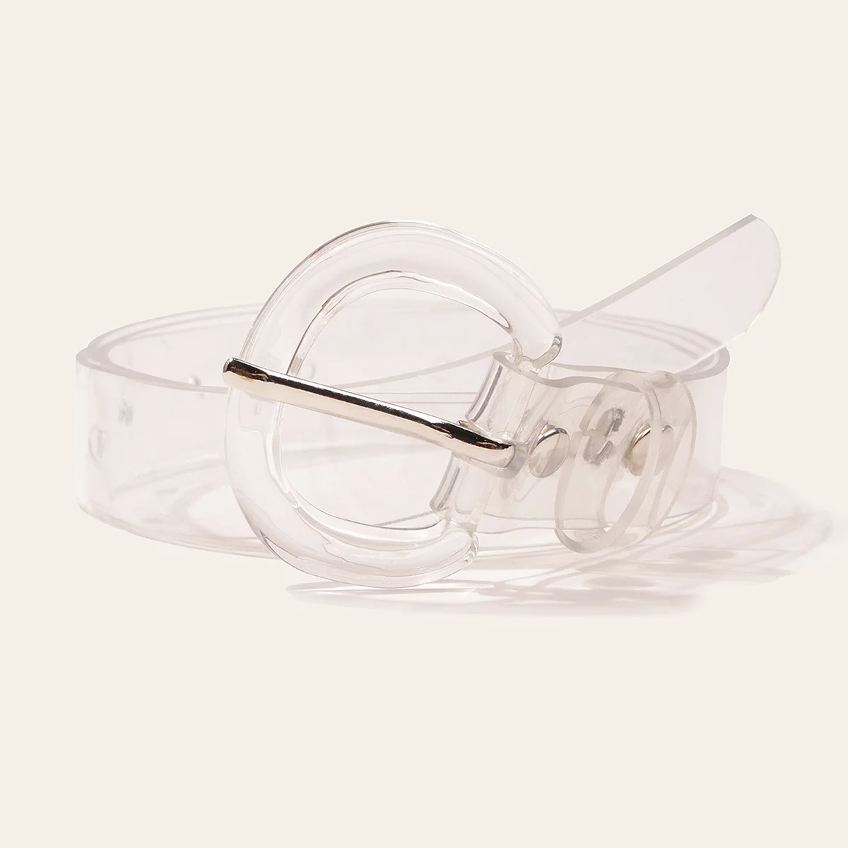 2023 New resin acrylic D-buckle transparent belt versatile PVC women's belt is now in stock from the manufacturer