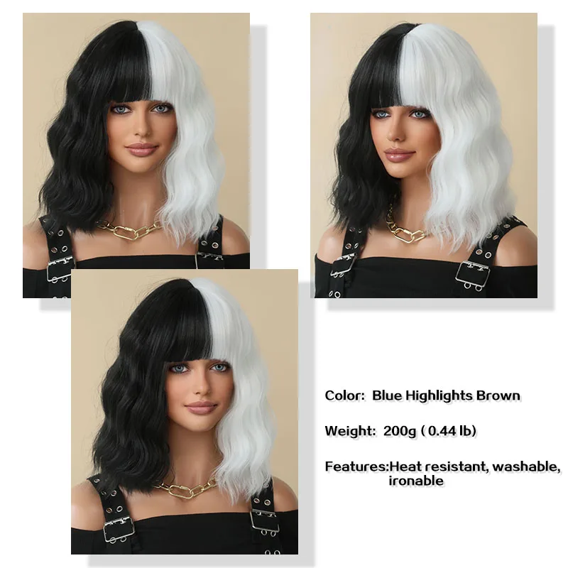 Women's Cruella Devil Synthetic Hair Wig for Halloween Cosplay