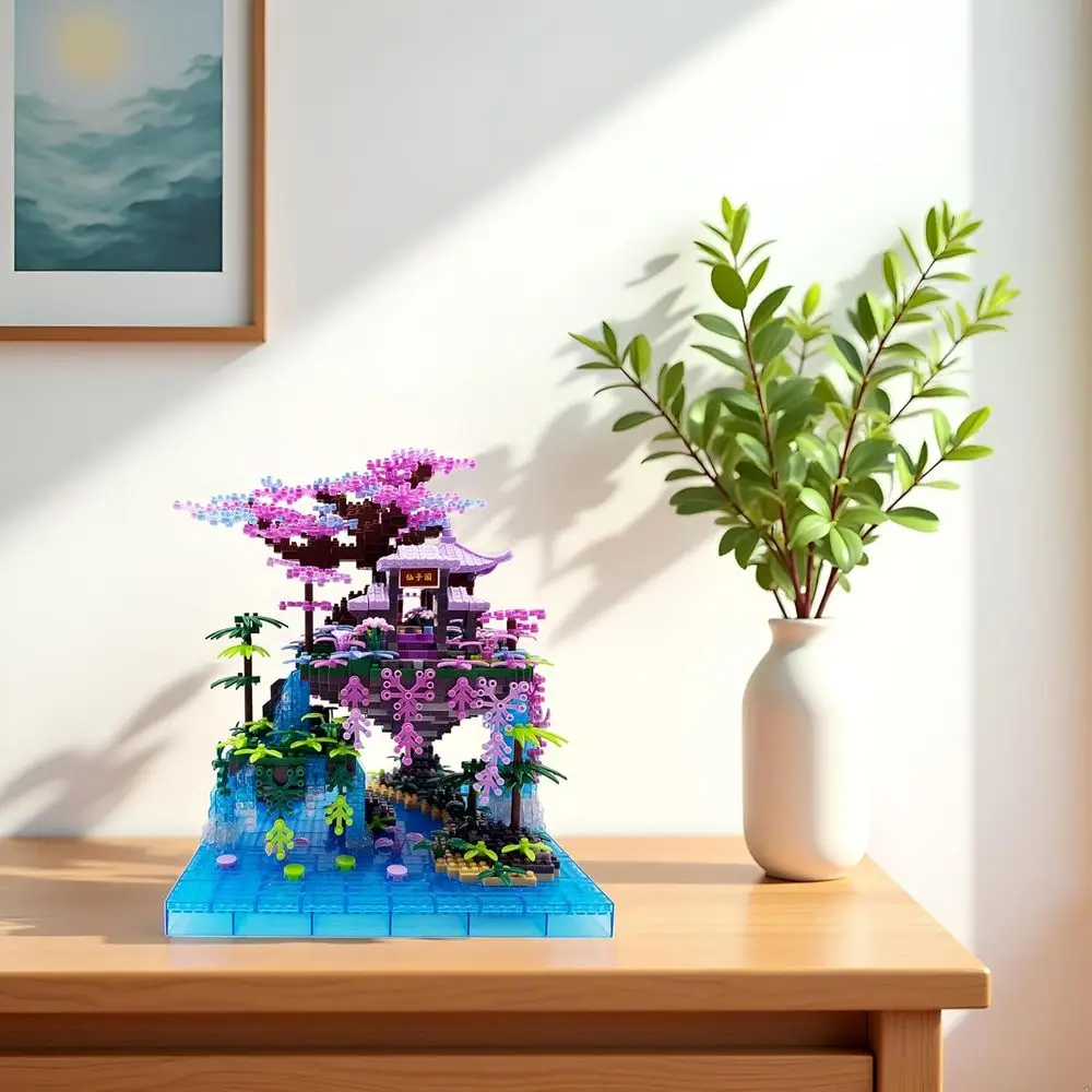 Juego de construcción de arquitectura de palaciego de luna y bonsái de flor de cerezo de inspiración japonesa, juguete de ladrillos en miniatura de 2588 piezas para mayores de 14 años