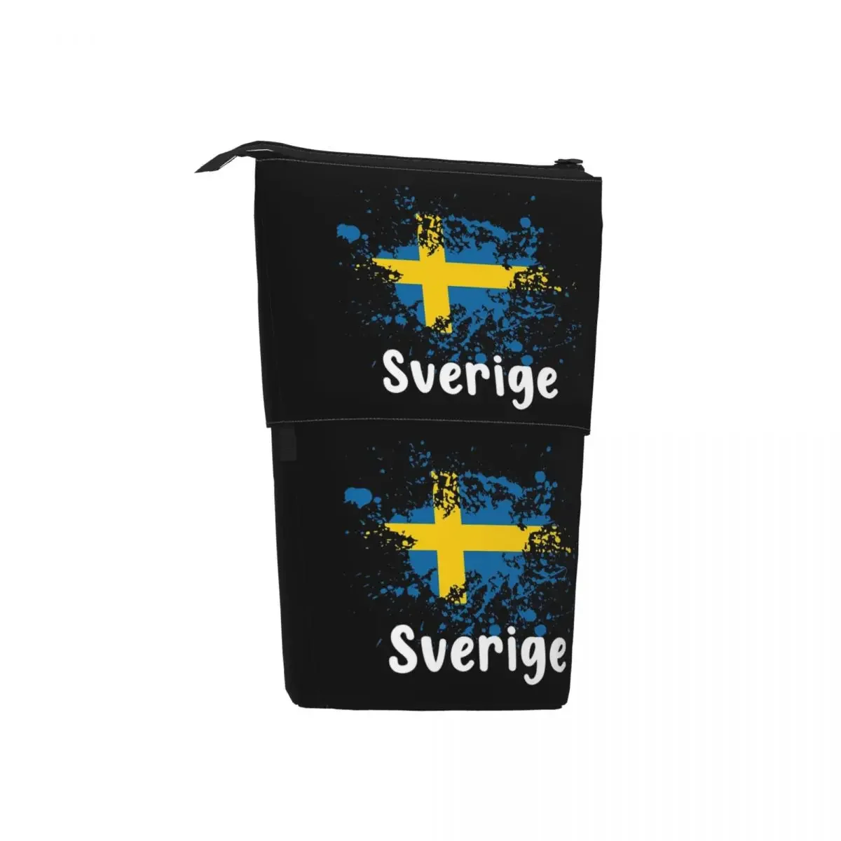 Swedish Flag Sweden Black Sverige Reversible Pencil Cases Pen Holder Storage  Pencil Bag for Kids Gifts