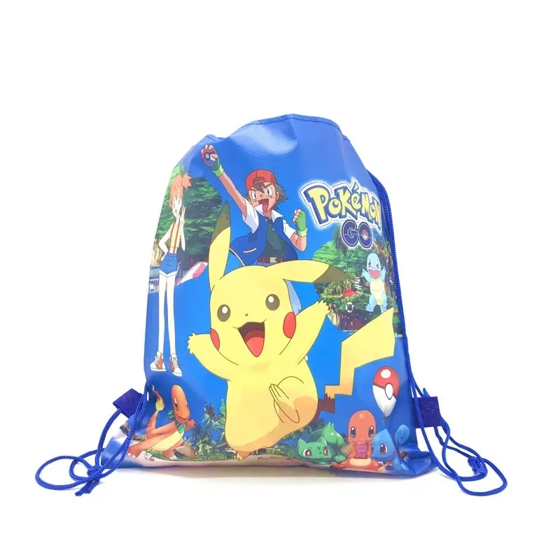 Saco Pokémon Non-Woven Gift, Birthday Party Favors, Pikachu Shopping Bag, Mochila de Cordão, Decoração para Meninas, 27x35cm