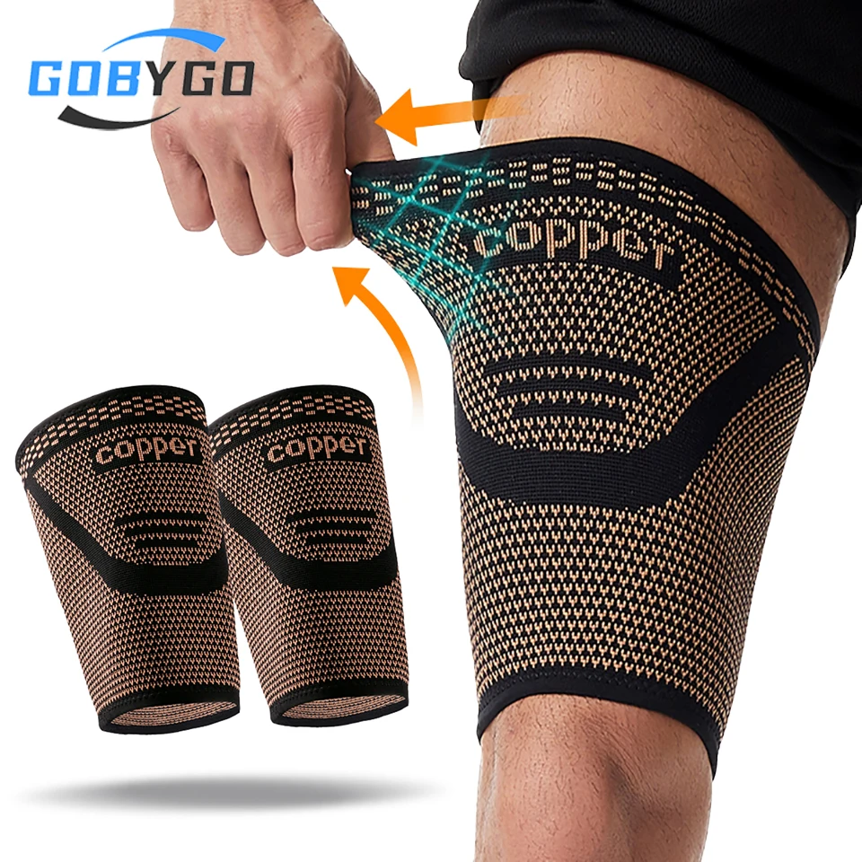 GOBYGO 1Pcs High Elasticity Thigh Support Breathable And Sweat-wicking Shock-absorbing Support Non-slip Thigh Protection Unisex