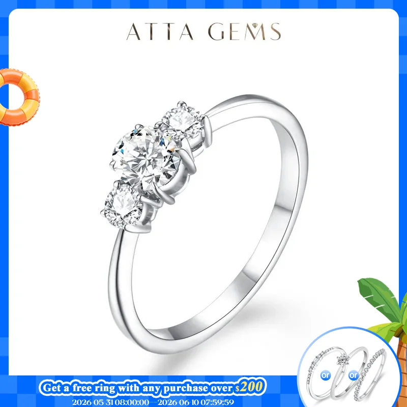 

ATTAGEMS Three D Color VVS1 Moissanite Diamonds Rings For Women Real 10K 14K 18K White Gold Engagement Wedding Bride Jewelry New