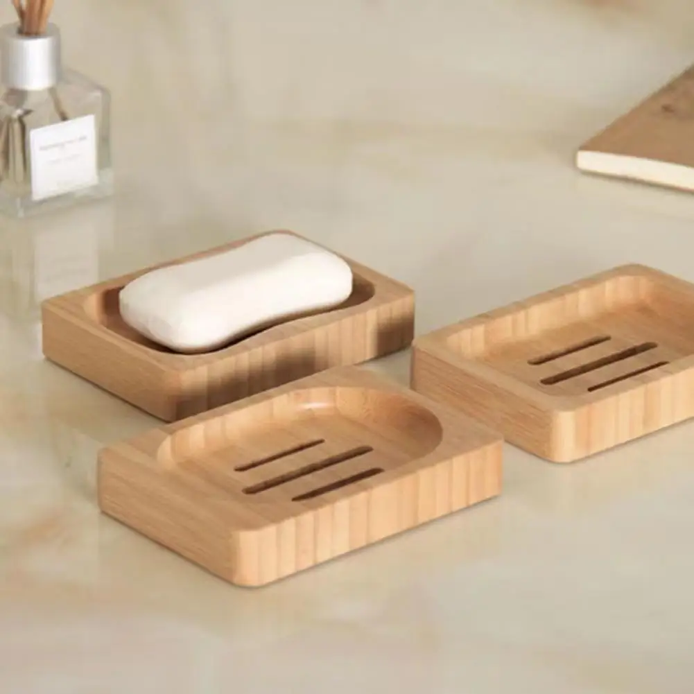 Wooden Soap Dish Rustic Soap Box Bamboo Soap Box Holder with Decorative Wooden Tray High Durability Easy to Clean for Bathroom