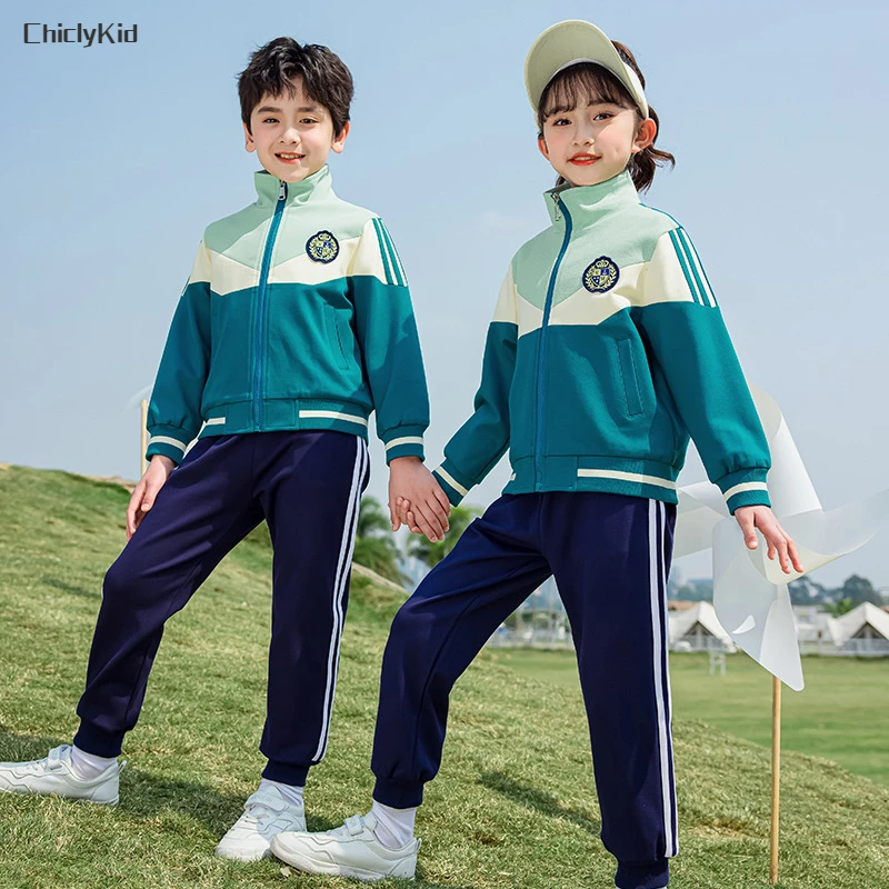 Child School Kindergarten Uniform Girls Bomber Jacket Polo Shirt Sport Pants Boy Shorts Outfit Toddler Kids Students Clothes Set