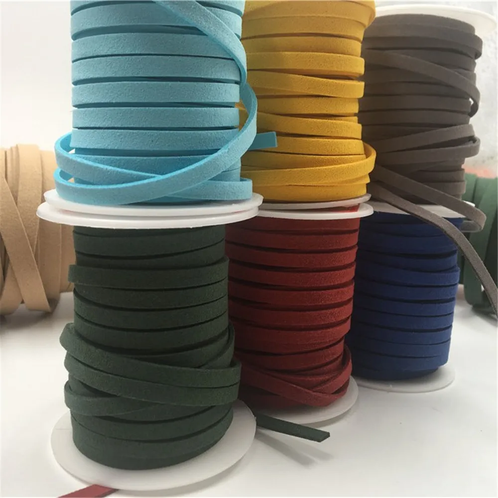 5yards 5MM Flat Faux Suede Braided Cord Leather Korean Velvet Leather Belt for Jewelry Making Diy Handmade Bracelet Cords