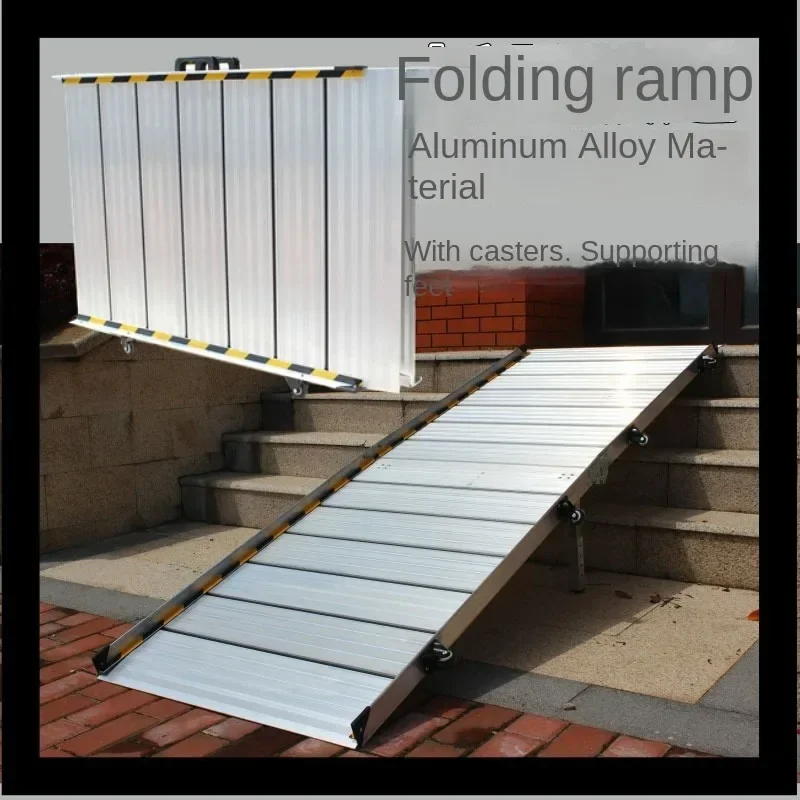 New Electric Up And Down Folding Wheelchair Ramp Board Portable Mobile Aluminum Alloy Pedal Climbing Stairs Springboard Barrier-