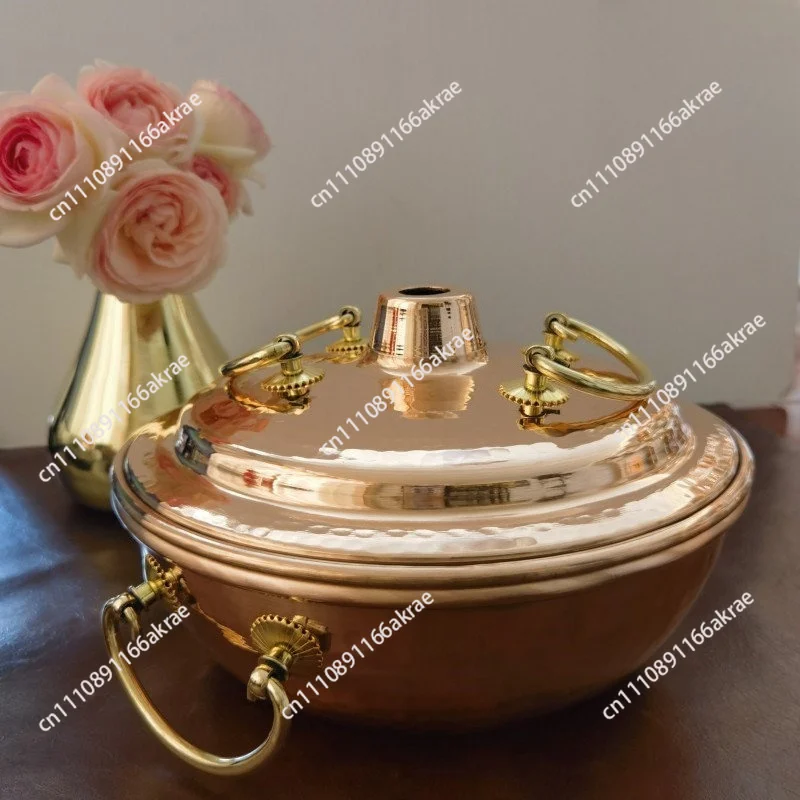 heating cassette furnace copper hot pot, factory direct sales carbon fire heating copper hot pot, copper pot with lid